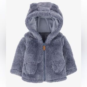 Carter's Cozy Gray Sherpa Hooded Jacket. New